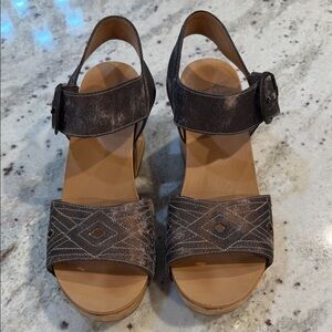 Dansko Women's Odele - Denim Metallic Leather- Handcrafted in Brazil